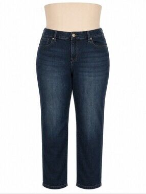Lane Bryant Dark Indigo Straight-Leg Stretch Denim Jeans Size 16 Short